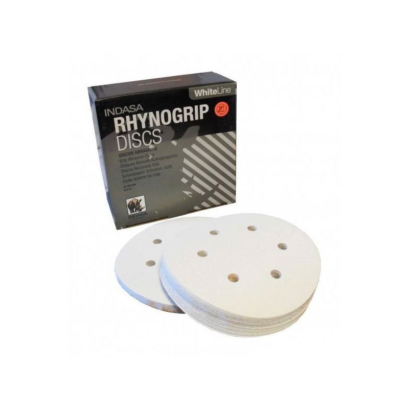 Krążek biały RHYNOGRIP na rzep Indasa 150mm 6otw. P180 Krążek biały RHYNOGRIP na rzep Indasa 150mm 6otw. P180